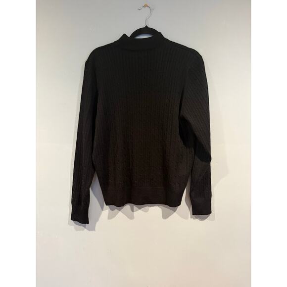 HB II by Harvé Benard Black Cable Knit Mock Neck Sweater – Size Large - Picture 1 of 4